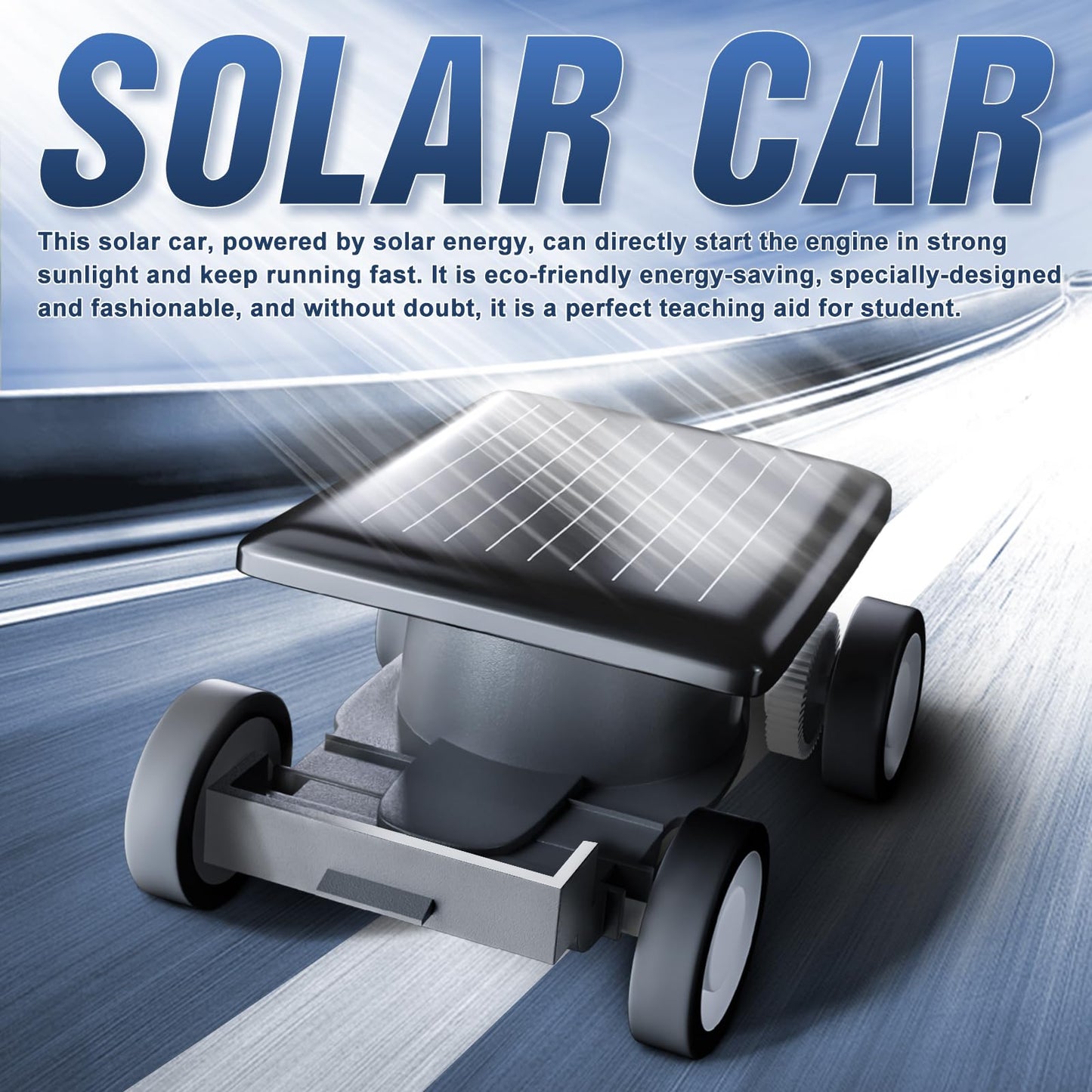 The PSKTYTY black solar car being placed on a smooth surface to demonstrate outdoor renewable energy movement.
