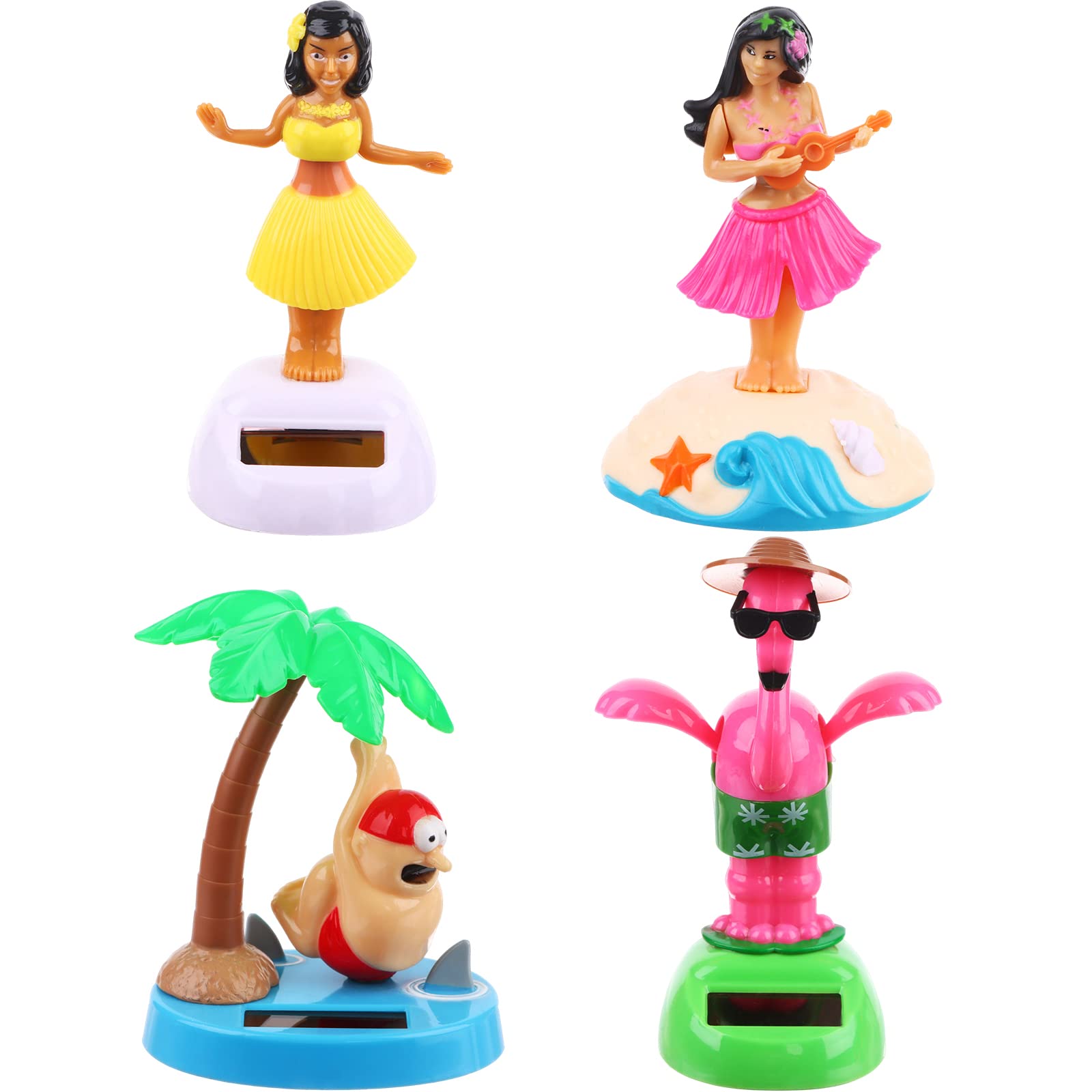 Packaging box of the four piece tropical hula girl solar rocking ornaments set