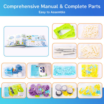 Instruction booklet page displaying clear assembly steps for the electronic and mechanical robot models.