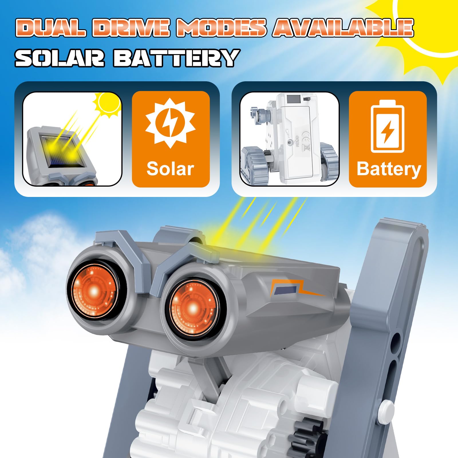 A child assembling a solar powered mechanical dog model using the interlocking pieces from the Lovinkiki kit.