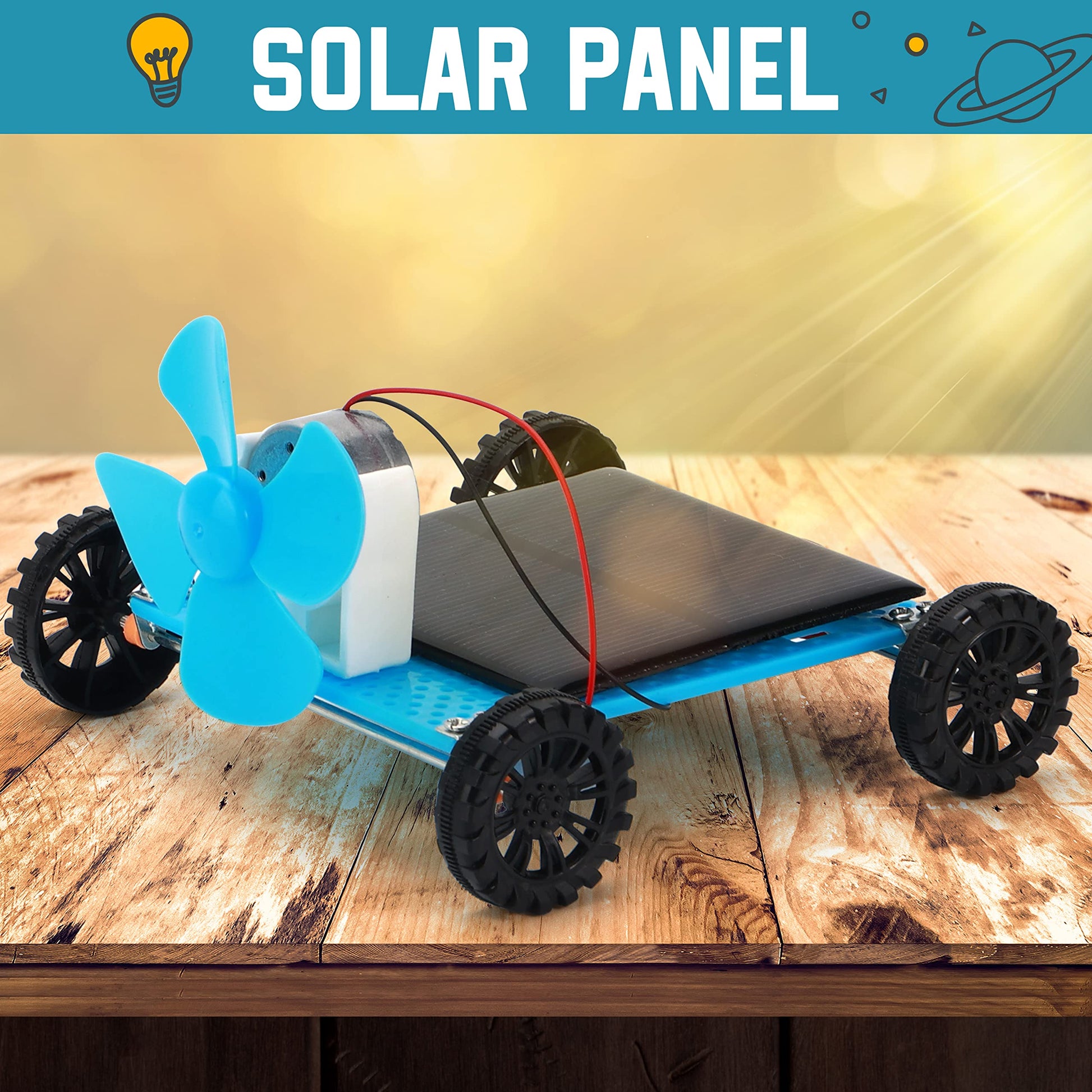 Detailed layout of the nineteen electronic accessories including DC motors solar panel and crocodile clips.