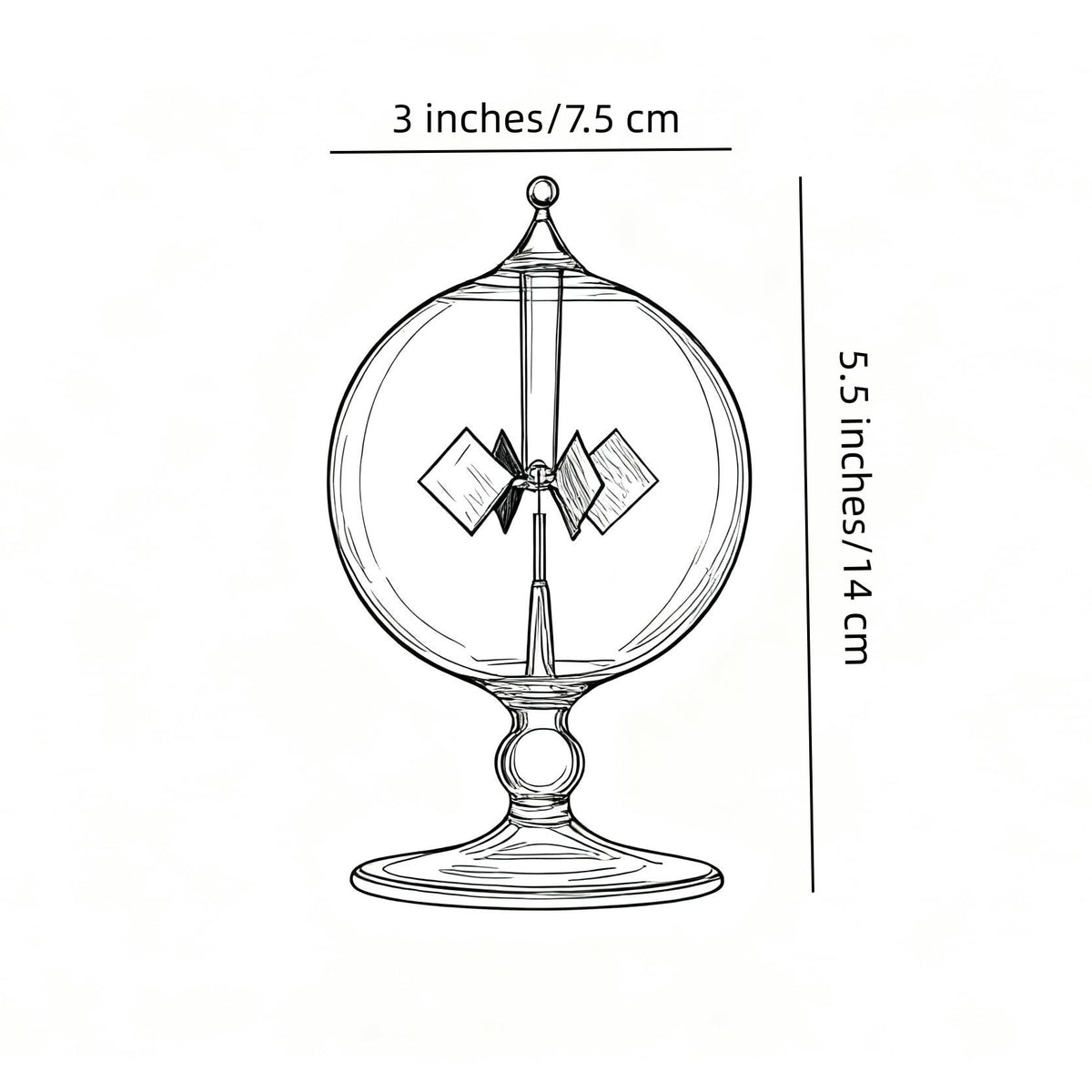 Handmade clear glass vacuum bulb of the DORAMI physics teaching tool under bright daylight.