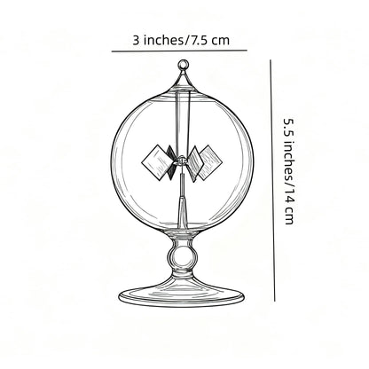 Handmade clear glass vacuum bulb of the DORAMI physics teaching tool under bright daylight.