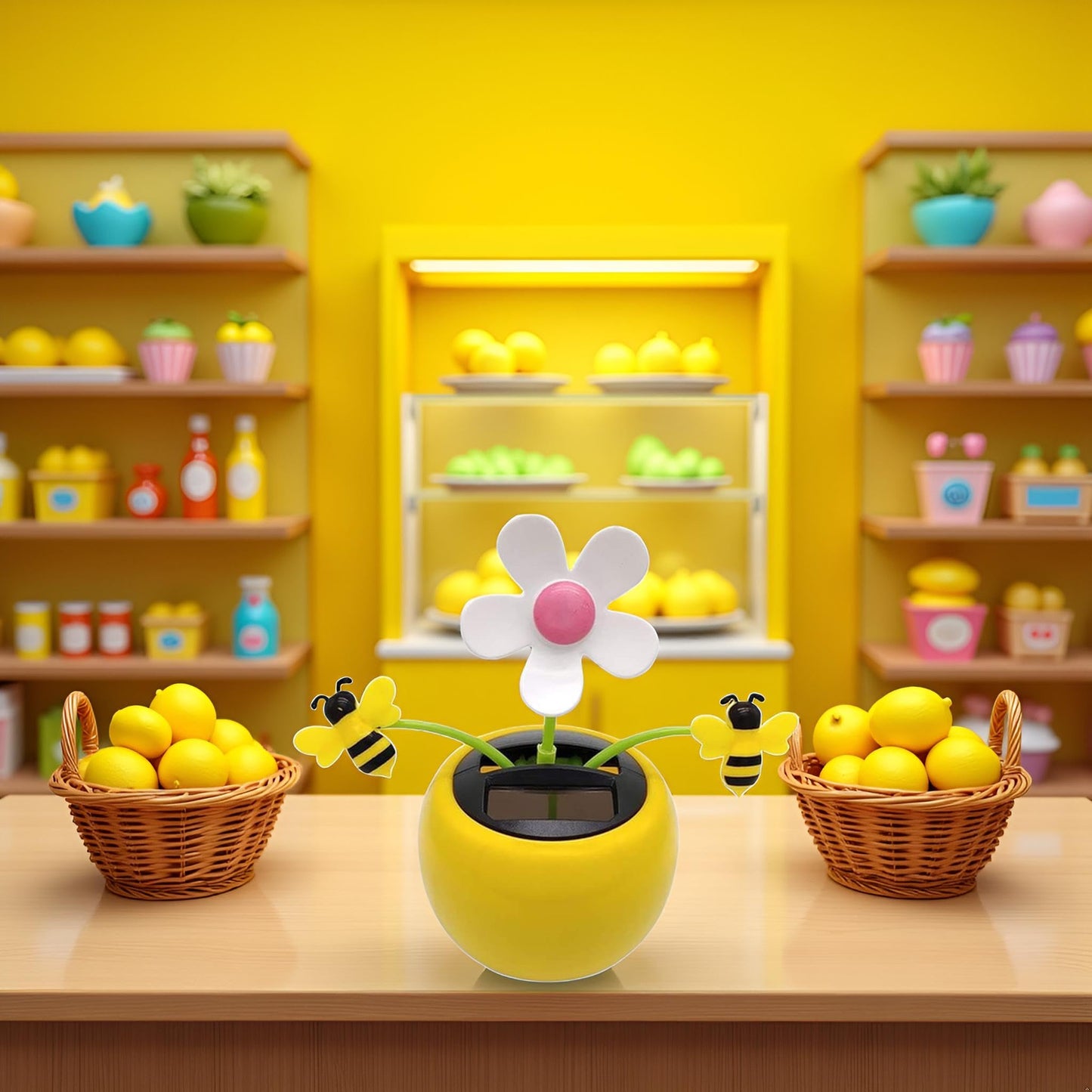 SquarezhenBo eco friendly solar bobblehead flower showing the complete compact plastic structure