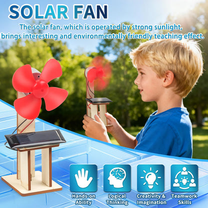 Children assembling the pre cut wooden pieces of the solar fan engineering project