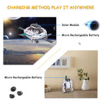 Detailed view of the mini solar panel and motor parts included in the AESGOGO six in one science kit.