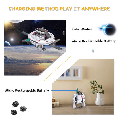 Detailed view of the mini solar panel and motor parts included in the AESGOGO six in one science kit.