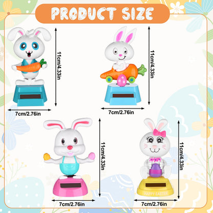 Close up view of the built in solar panel on the base of the cute bunny bobblehead doll