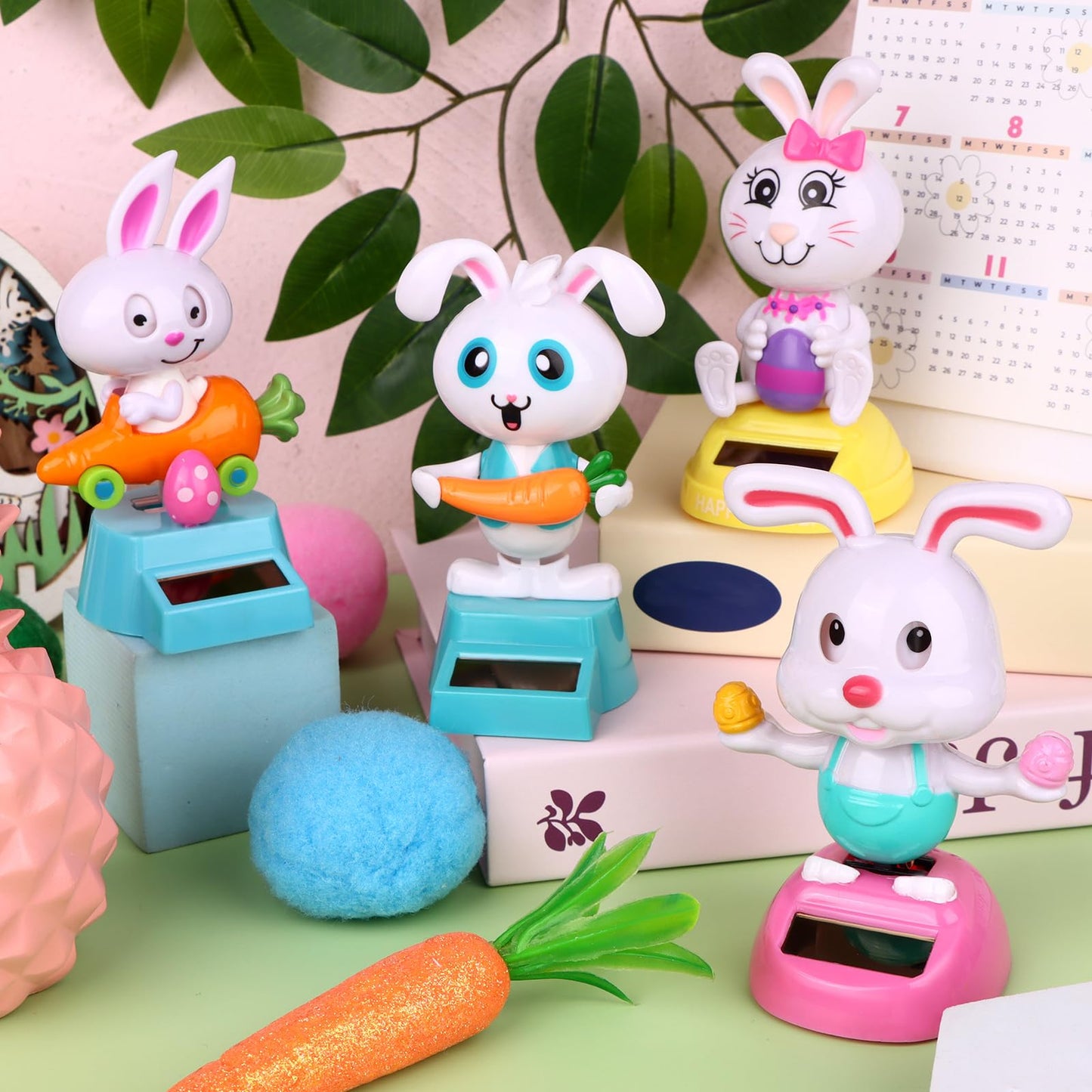 Four count pack of cenryusa solar powered dancing toys displayed together on a sunny room windowsill