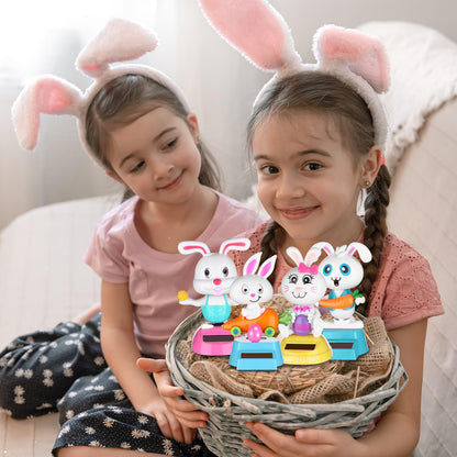 Rear view of the cenryusa solar powered dancing bunnies illustrating the sturdy base setup