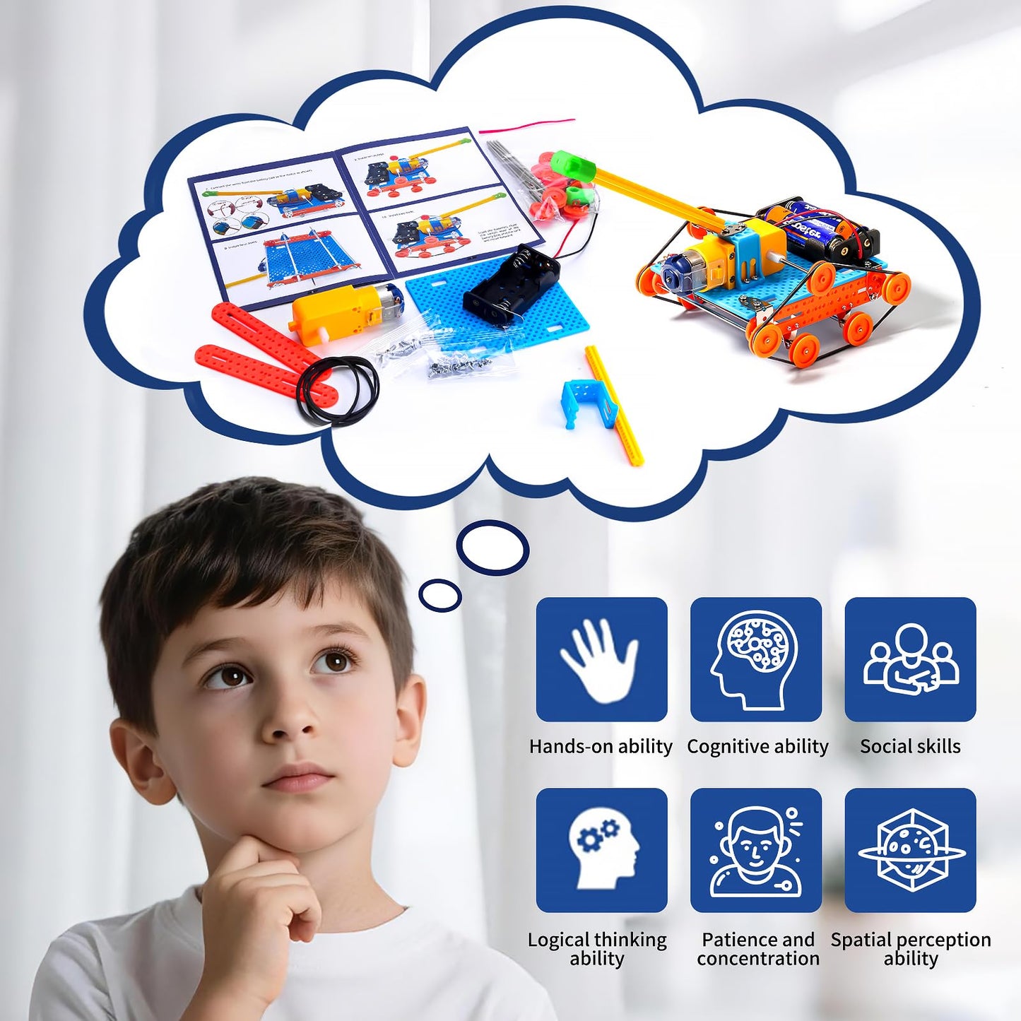 WESAYEE STEM building set packaging box showing age recommendations and safety disclosures.