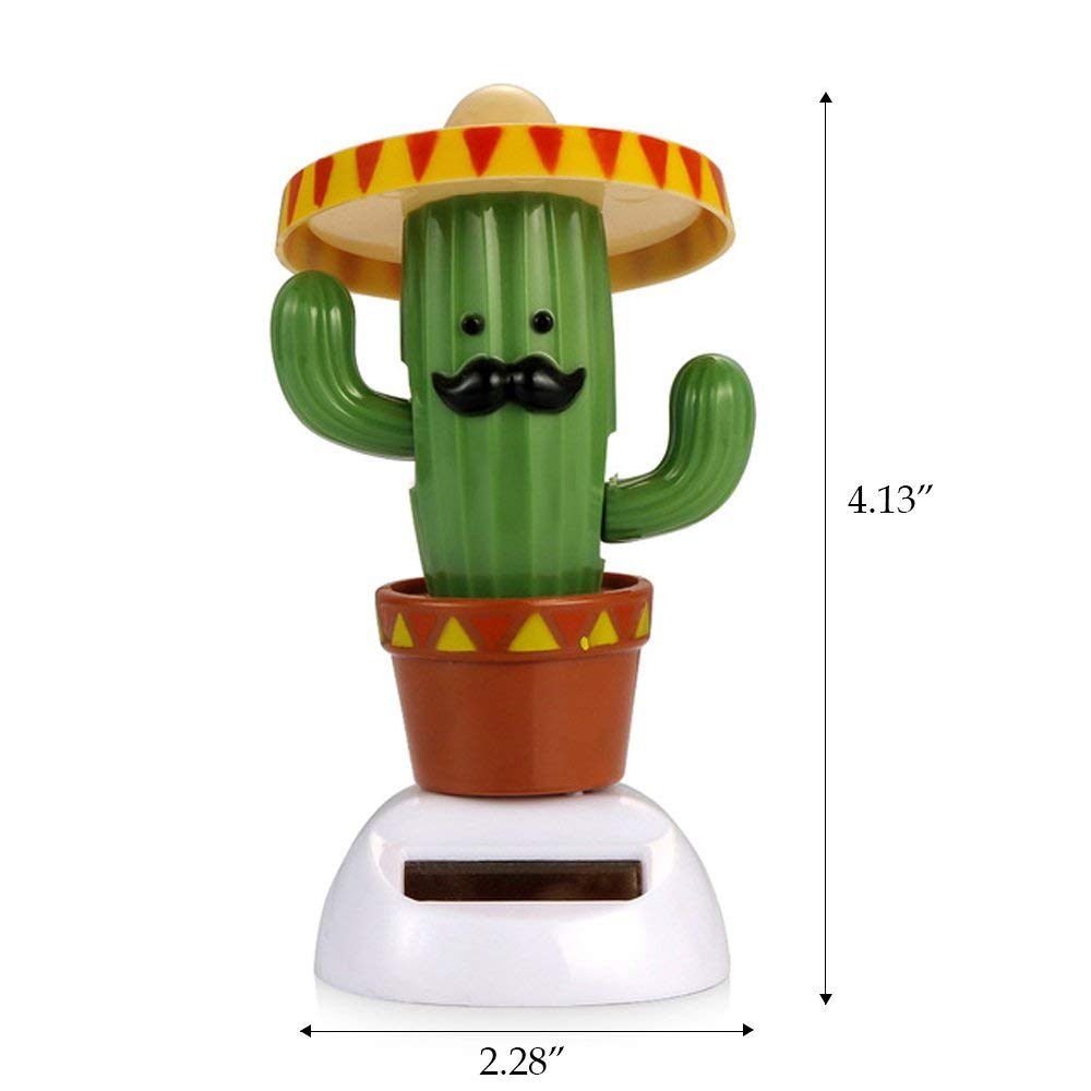 Close up view of the eco friendly solar cell on the cactus toy base