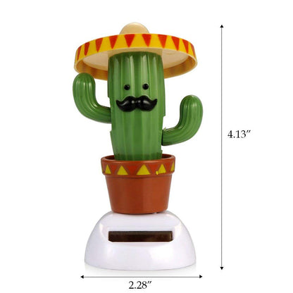 Close up view of the eco friendly solar cell on the cactus toy base