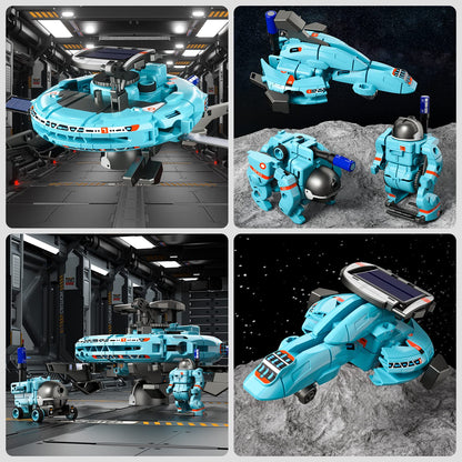 Assembled Mars Rover model from the Lucky Doug educational science kit moving outdoors