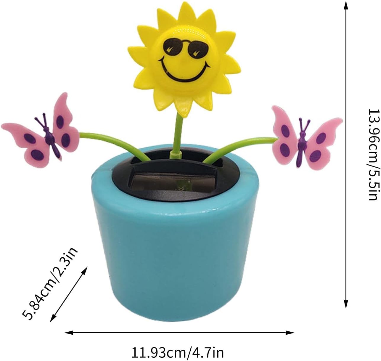 Flip flap solar power dancing flower in a colorful pot for desk decoration