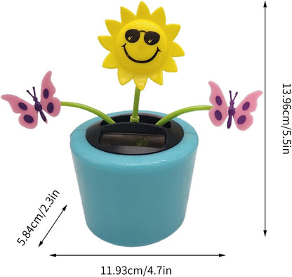 Flip flap solar power dancing flower in a colorful pot for desk decoration