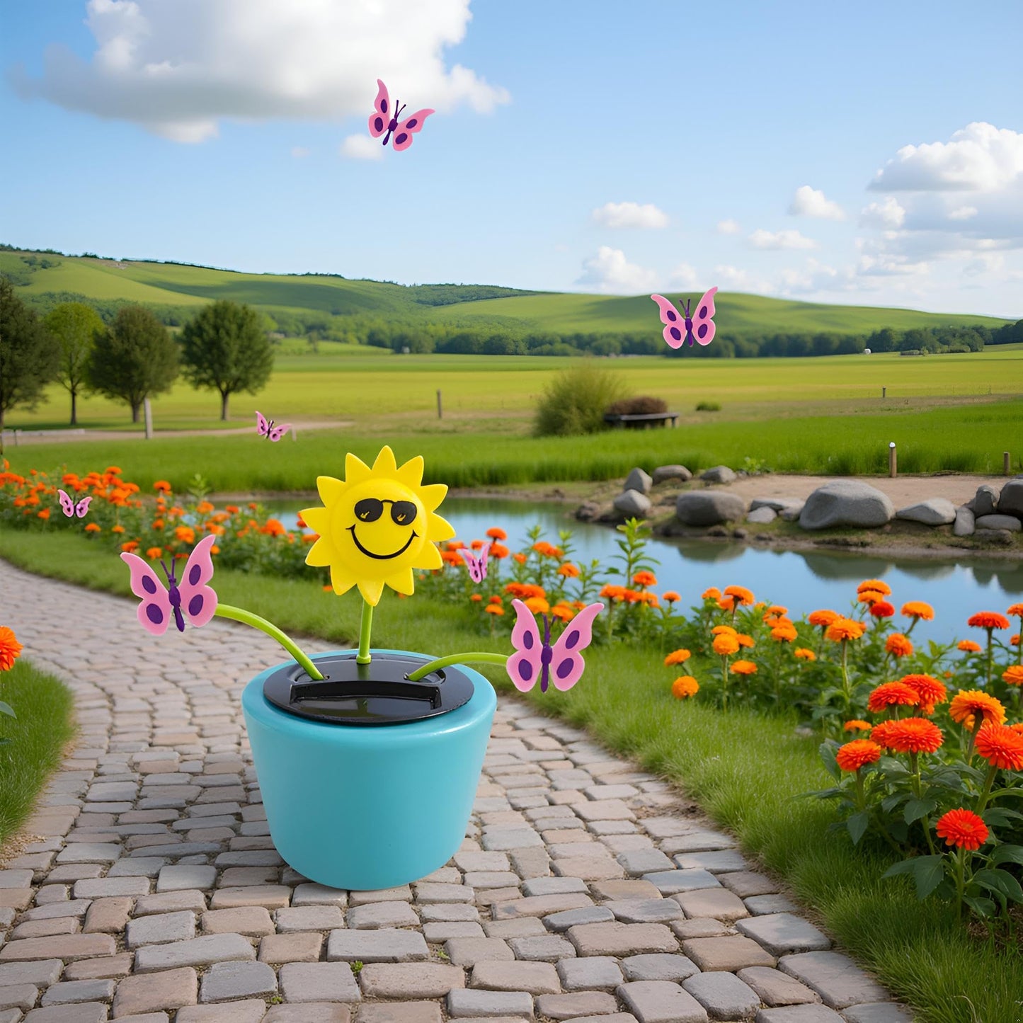 Jowxsx solar dancing flower dashboard accessory under ambient indoor lighting