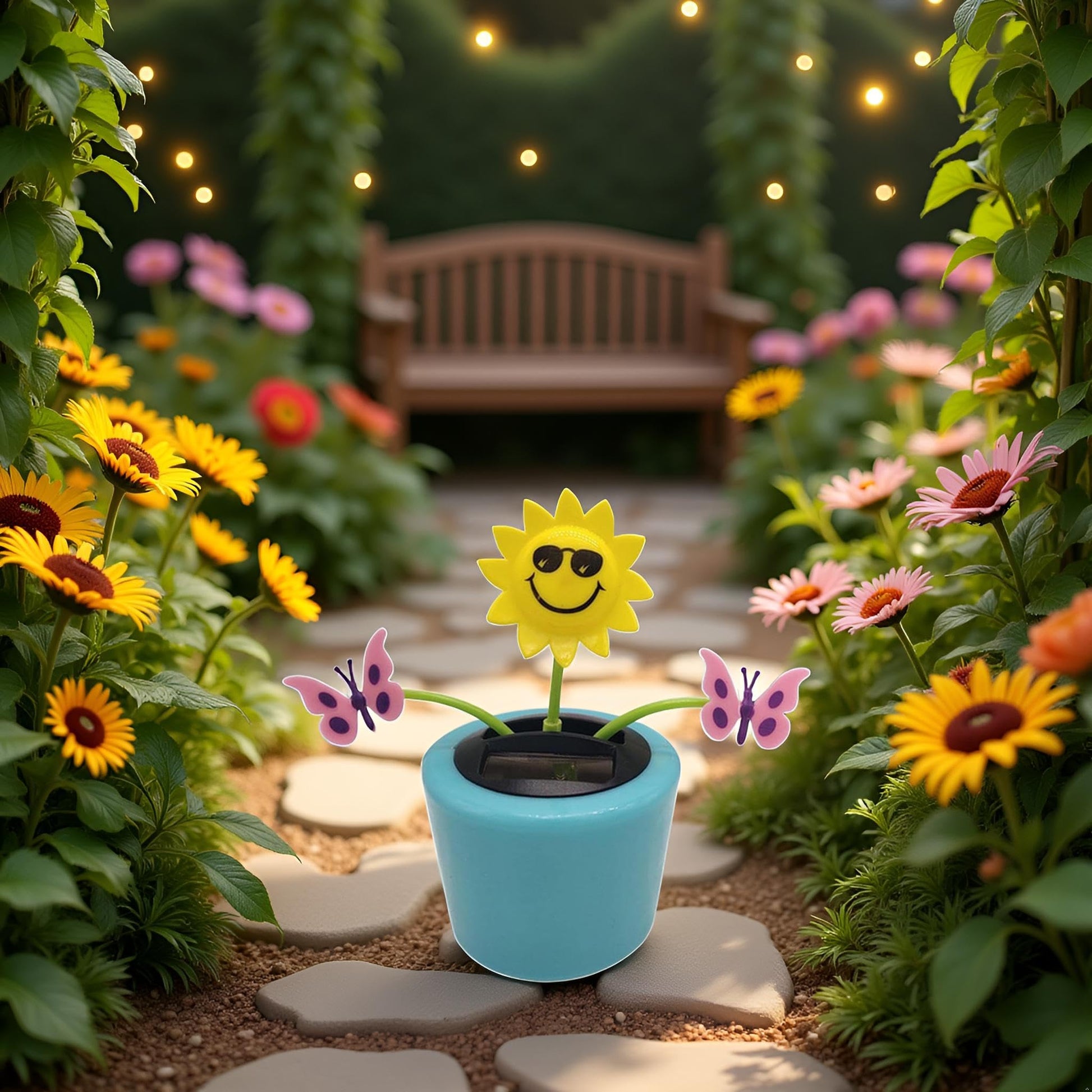 Premium ABS plastic solar swinging sunflower packaged for home decoration