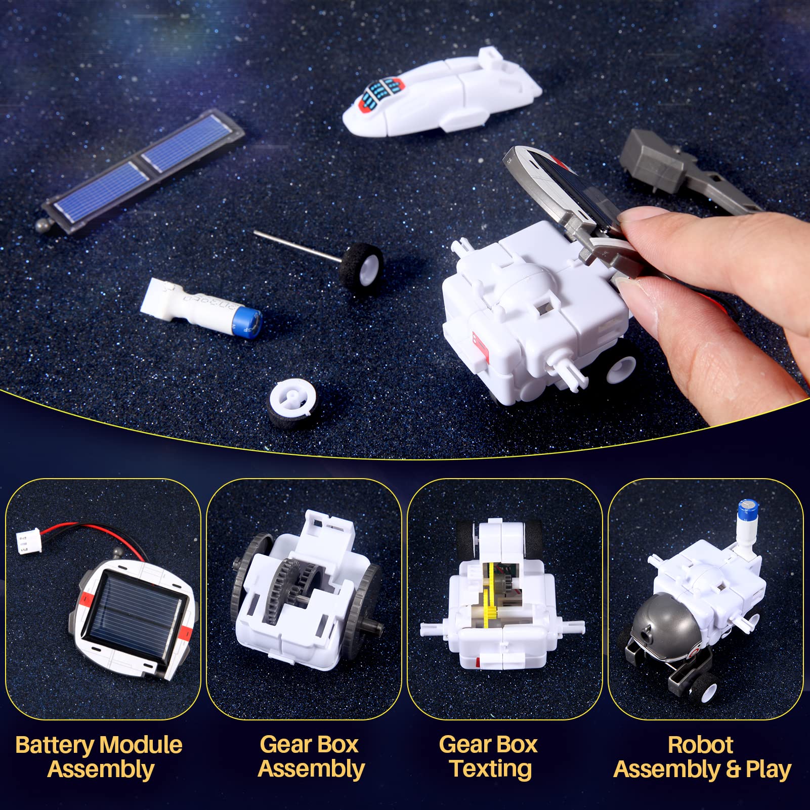 COBFDHA space dog robotic model demonstrating the mechanical joint mobility driven by solar energy conversion
