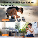 AoHu robotic building set displaying multiple assembled land and water vehicle variations.