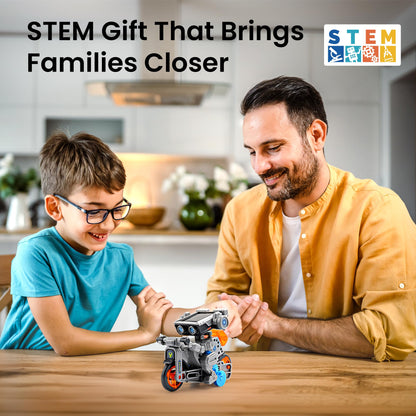 Sillbird DIY science educational toy showcasing the 212 individual plastic gears, wheels, and mechanical connector pieces spread out.