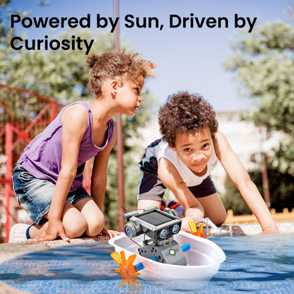 Assembled Sillbird solar powered robot moving outdoors under direct sunlight using its integrated clean energy solar panel module.