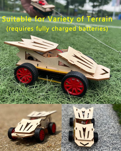 CYOEST educational project kit featuring the assembled wireless remote control wooden vehicle