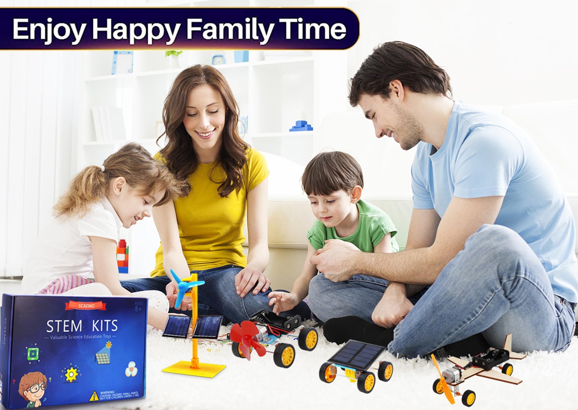 Solderless circuit board connections and provided magnetic screwdriver tool included in the educational set.