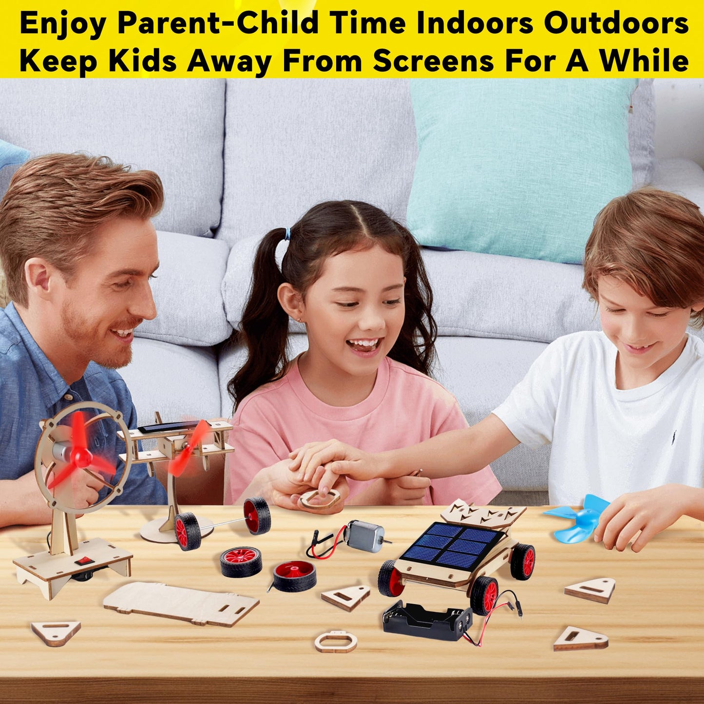 Four separate individually packaged science experiment kits included inside the CYOEST educational set.