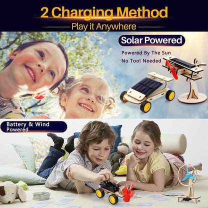 SCAEMO solar powered car model kit assembled and operating under direct sunlight