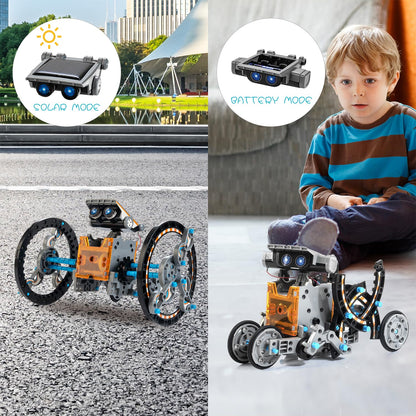 Child using blueprints to assemble mechanical wheels and shafts from the engineering set