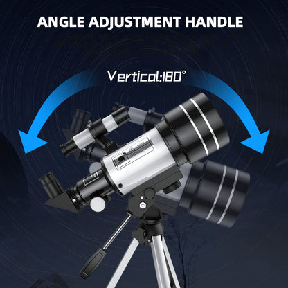 The complete telescope exploration kit laid out neatly to showcase all included components and optical accessories.