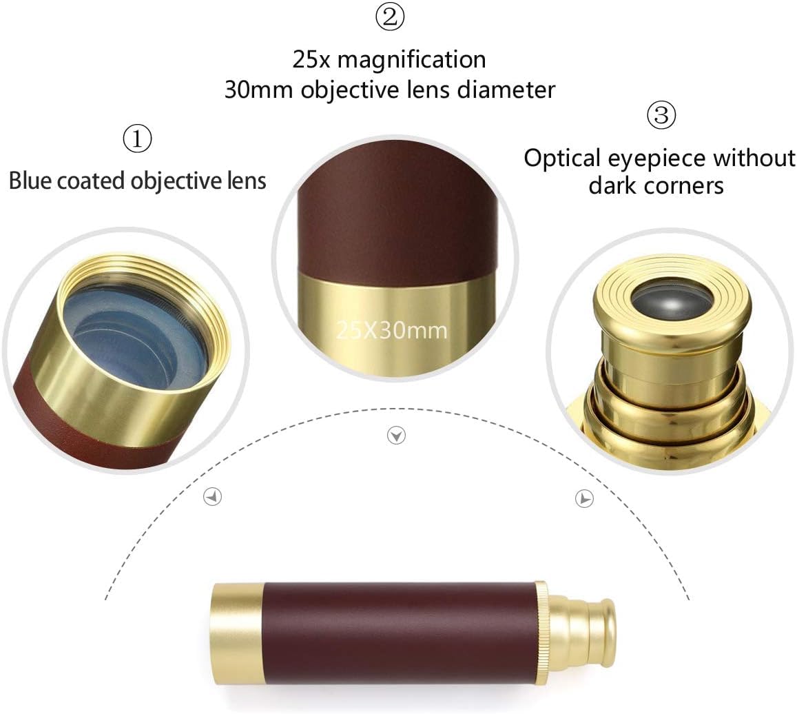Aubric collapsible handheld telescope contracted into its compact portable size