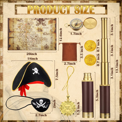 Woanger metal retractable pirate monocular spyglass extended view with premium leather wrapping