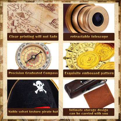Woanger vintage style pocket compass and brown velvet coin pouch filled with plastic gold coins