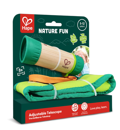 Hape green bamboo telescope with eight x magnification zoom function