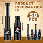 Close up view of the skull and red hood sticker detail on the side of the mini toy monocular