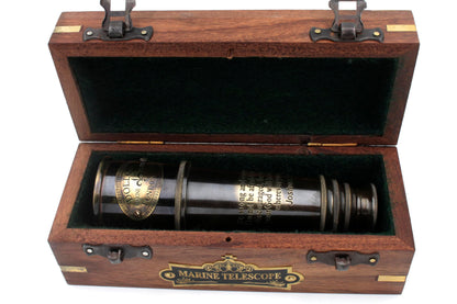 Adjustable sliding sunshade mechanism on the US HANDICRAFTS antique brass telescope