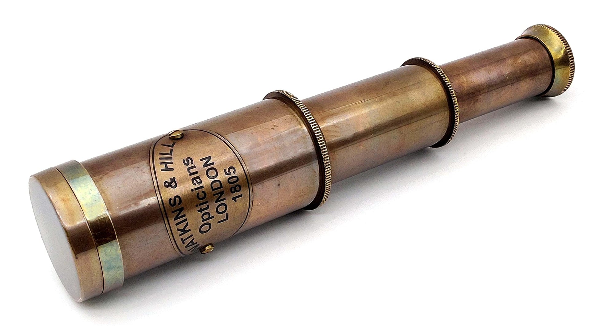 Brown leather carrying case with strap for maritime telescope storage