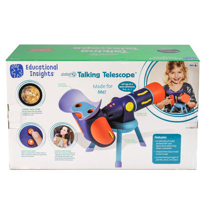 Packaging box of the Educational Insights GeoSafari Jr. Talking Telescope STEM toy