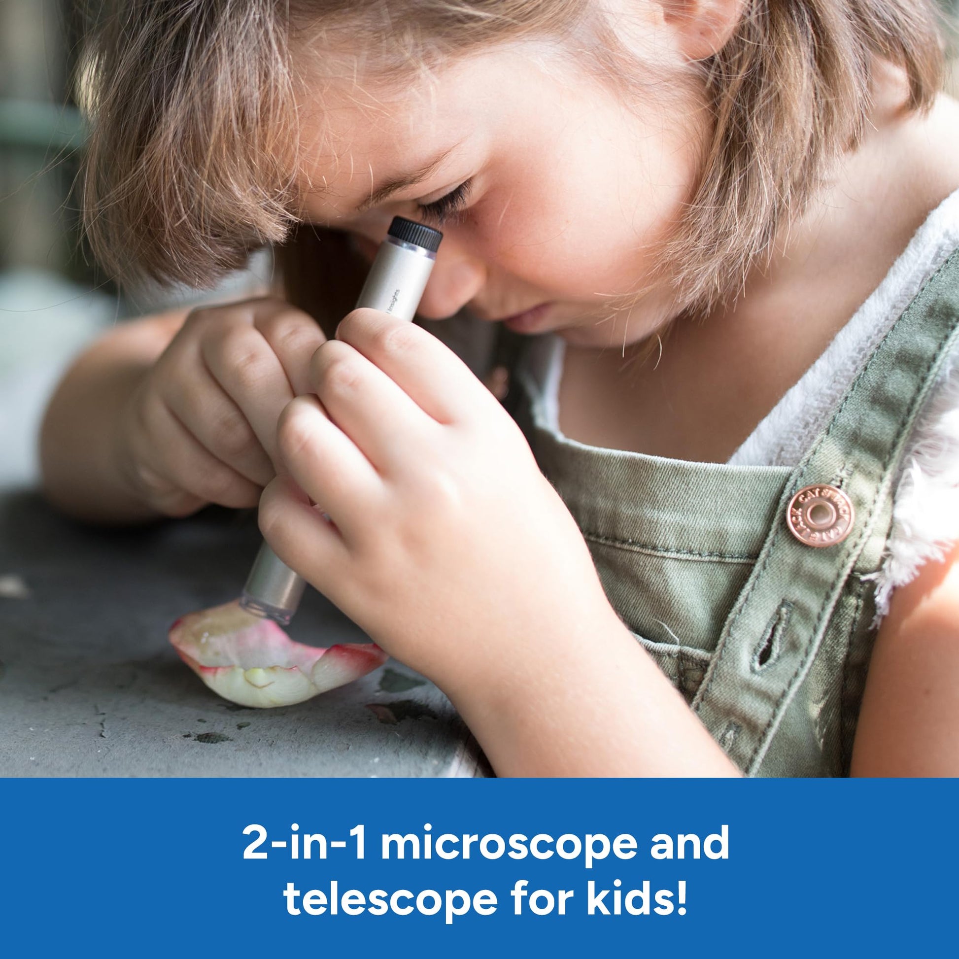 Educational Insights pen-shaped microscope and telescope clip on a pocket.