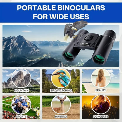 Rudra Retails non slip rubber armored binoculars layout with included neck lanyard and protective storage bag