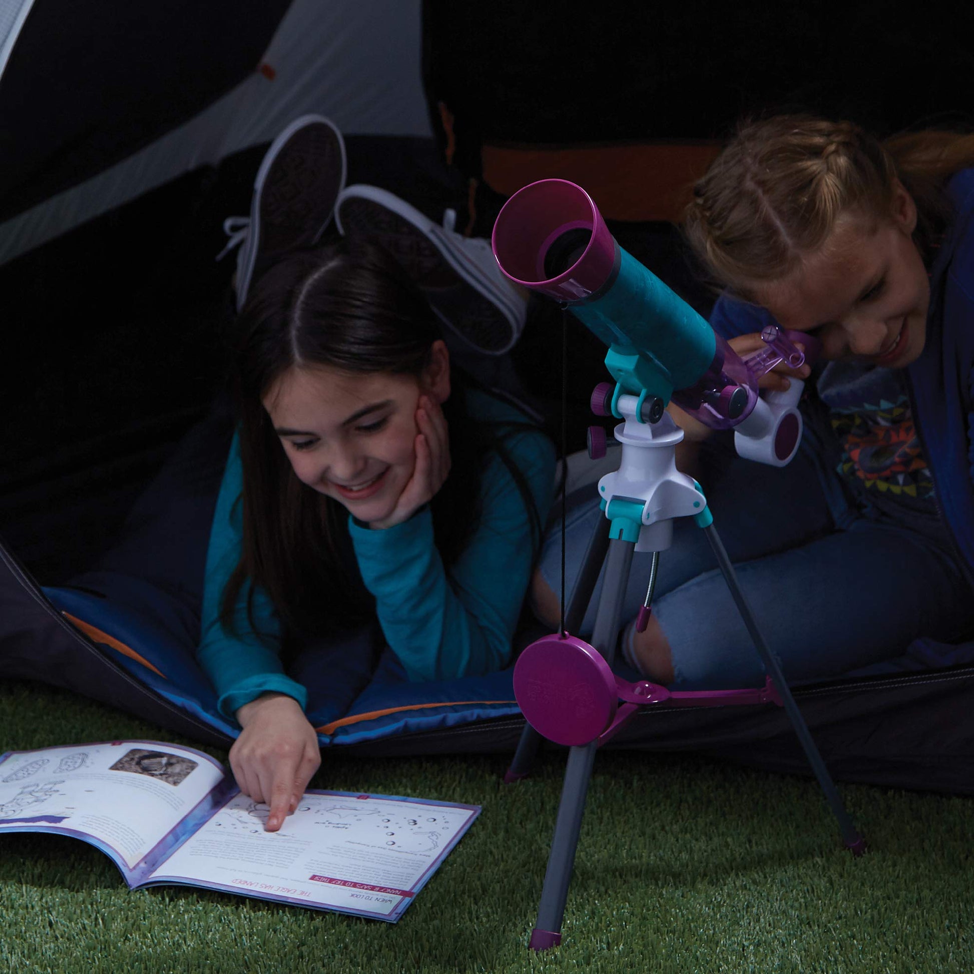 Educational Insights Nancy B's Science Club kit showing the telescope alongside the 22-page sky-gazer activity journal.