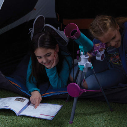 Educational Insights Nancy B's Science Club kit showing the telescope alongside the 22-page sky-gazer activity journal.