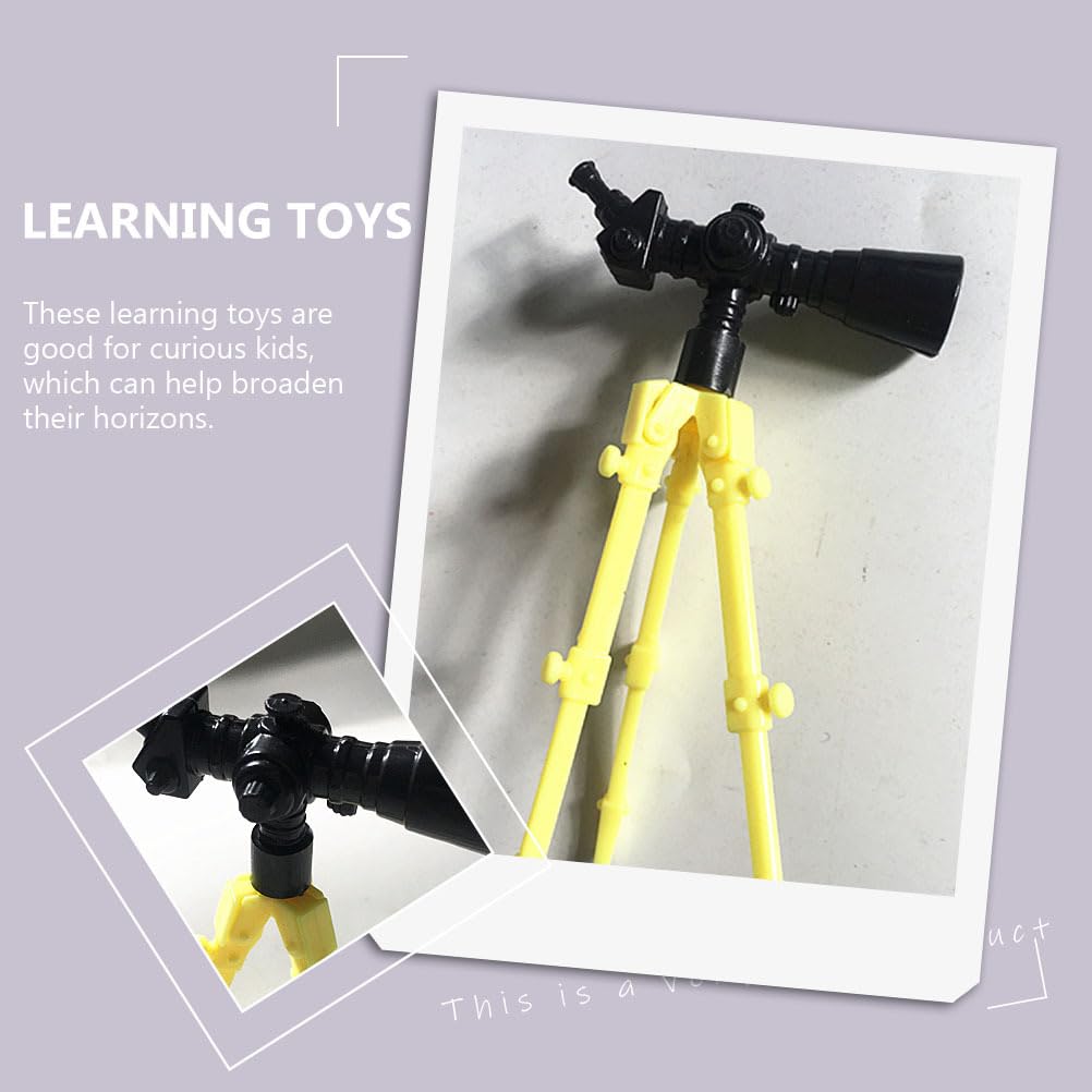 Lightweight miniature telescope prop set on flat surface for educational displays.