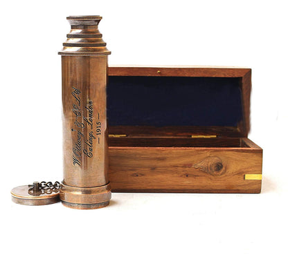 Close up view of the glass eyepiece and manual push pull mechanism of the maritime replica.