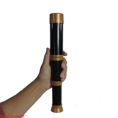 Novelty Giant pirate costume accessory telescope being held as a theatrical stage prop.