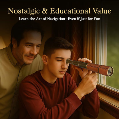 Premium handcrafted Victorian style brass pirate spyglass showing the full detailed texture.