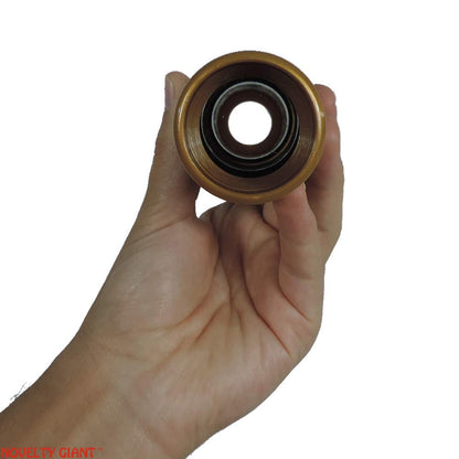 Close up view of the gold colored detailing on the collapsible pirate spyglass.