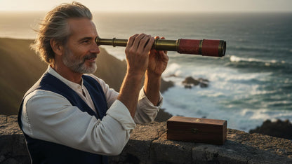 Compact collapsed five point seventy five inch pink telescope ready for gifting